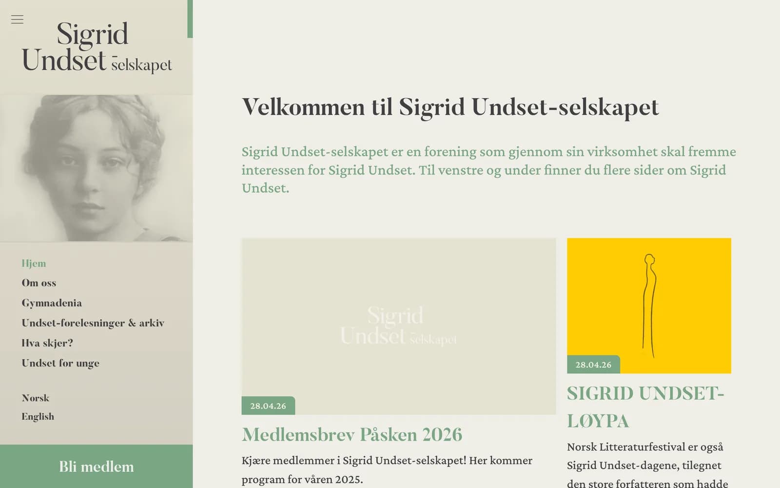 undset.no vist på skjerm