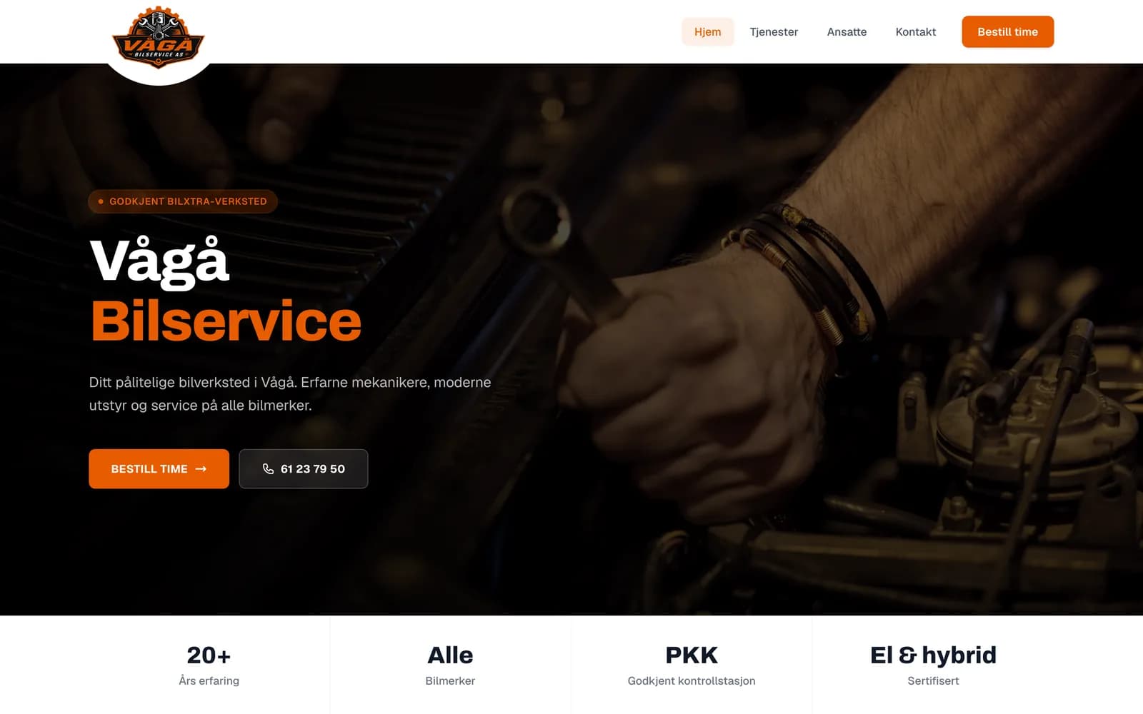 vagabilservice.no vist på skjerm