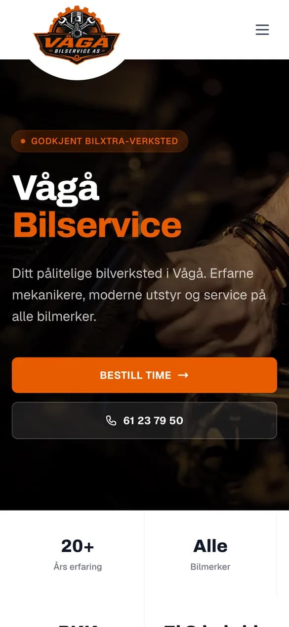 vagabilservice.no vist på mobil